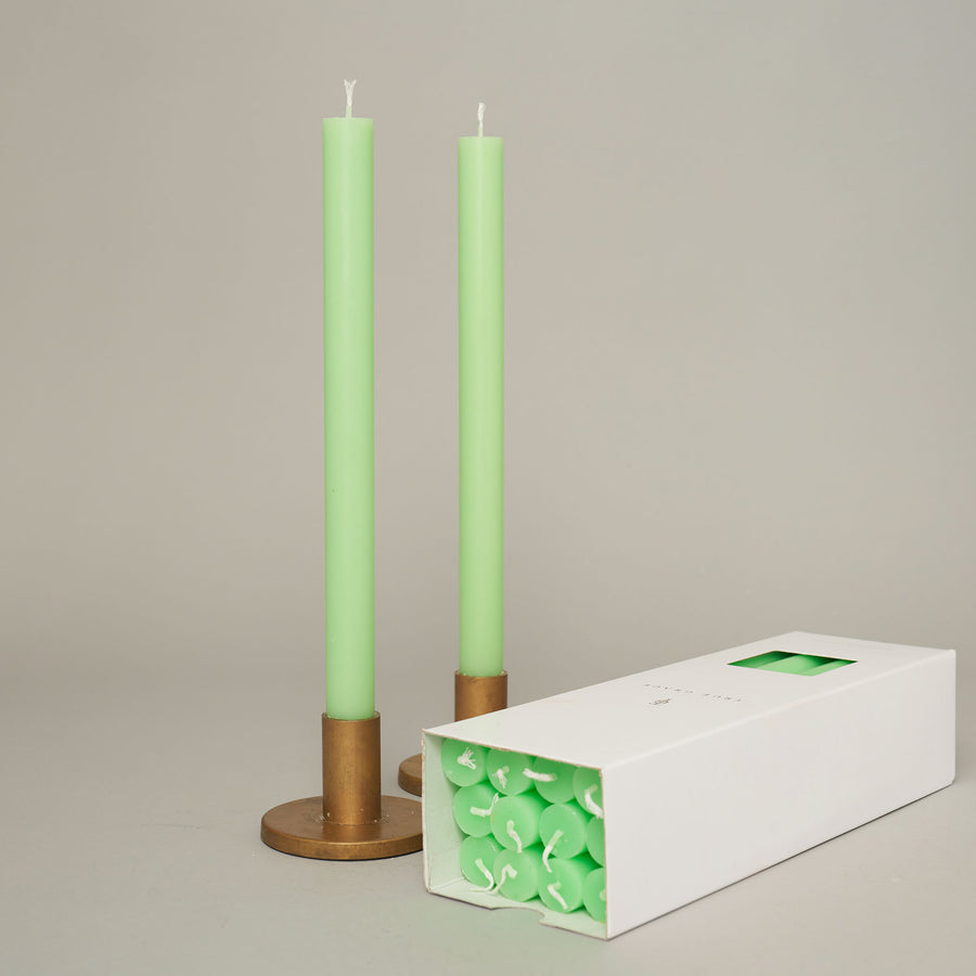 Fluoro Green Box of 12 Dining Candles | True Grace