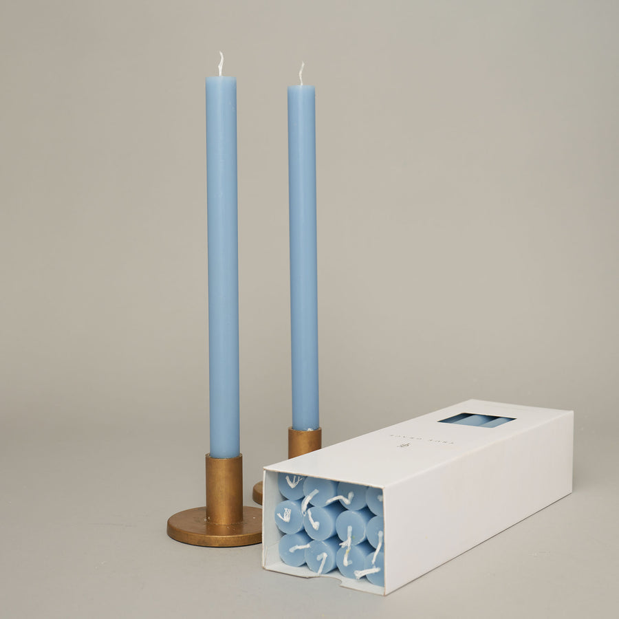 Sky Blue Box of 12 Dining Candles | True Grace