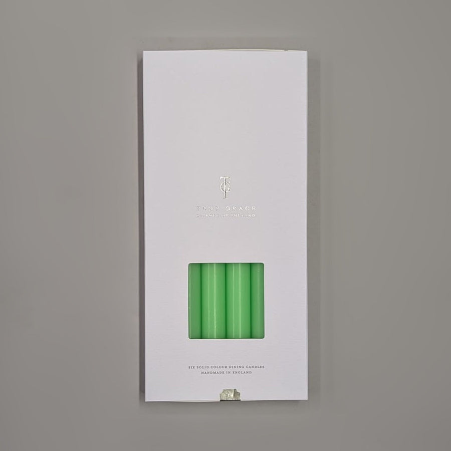 Fluoro Green Box of 6 Dining Candles | Makers Yard
