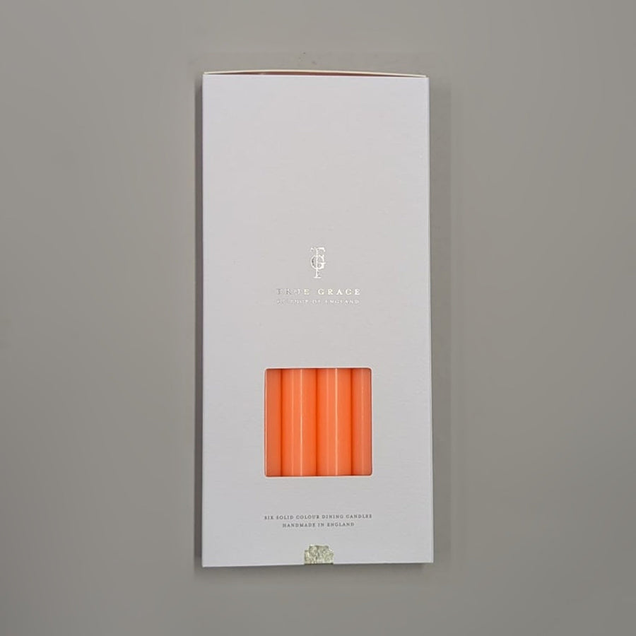Fluoro Orange Box of 6 Dining Candles | True Grace