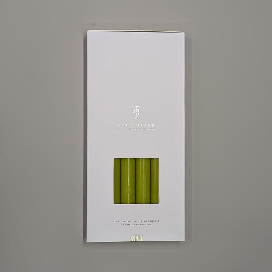 Leaf Green Box of 6 Dining Candles | True Grace