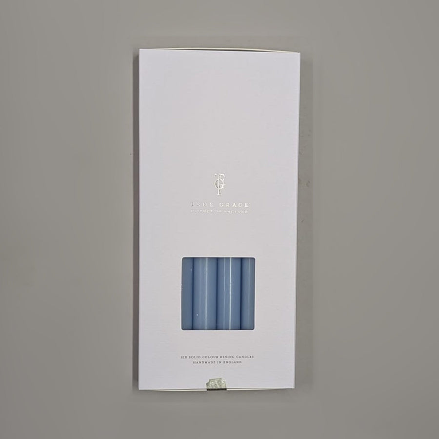 Sky Blue Box of 6 Dining Candles | Makers Yard